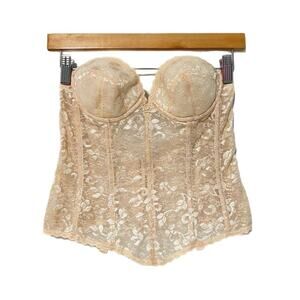 Vintage Carnival Lace Corset Bustier Size 34B Romantic Beige USA union Made